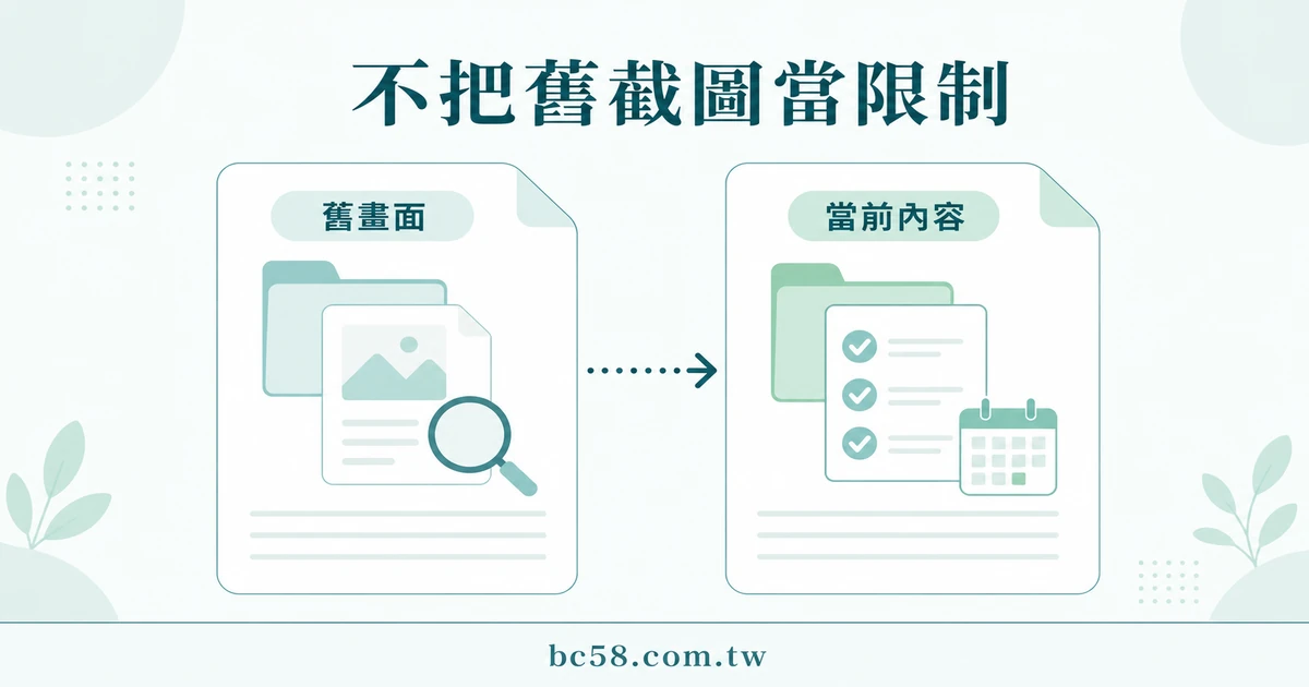 避免把名稱、舊截圖或另一頁資訊混用的資訊圖表