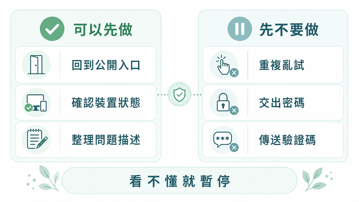 登入問題中可以先做與先不要做的處理界線圖
